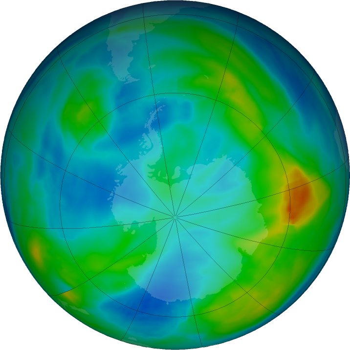 Antarctic ozone map for 26 May 2024